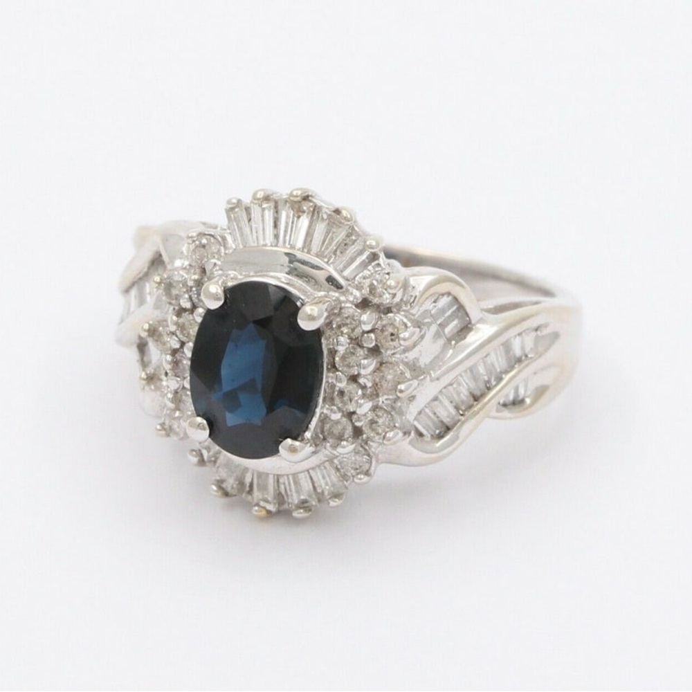 14K White Gold Sapphire and Diamond Ring. NWT. NEW WITH TAG.